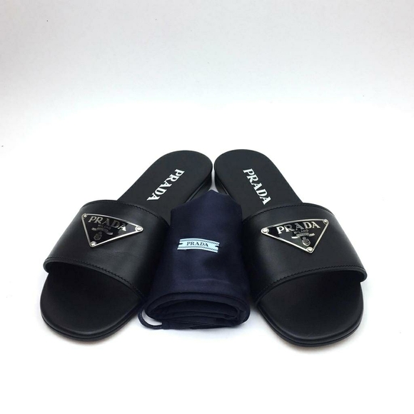Prada Shoes - PRADA Triangle Logo Slide Sandal sz 8